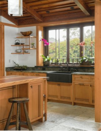 Kitchen with black sink